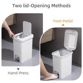 MOPALL MOPALL Slim Bathroom Trash Can with Lid Soft Close, Garbage Can with Pop-Up Lid & Step On Foot Pedal, Small Trash Bin Trashcan Waste Basket for Toilet, Office, Bedroom, Kitchen, Living Room 1.9 Gallon