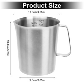 Tutamaz Stainless Steel Measuring Jug, 1L Stainless Steel Measuring Jug with Marking and Handle, BPA-Free, 304 Stainless Steel Measuring Cup, Metal Jug, Milk Frothing Cup for Home, Kitchen, Restaurant