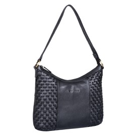 STILORD 'Katharina' Elegant Hobo Bag Women's Braided Leather Shoulder Bag Women's Handbag for Hanging Tote Bag Leather Evening Bag Evening Bag Real Leather, black