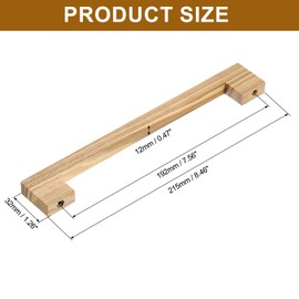 sourcing map 4Pcs Wood Drawer Pulls, 8 Inch Hole Center Square Wooden Drawer Pulls Cabinet Handles with Screws for Kitchen Dresser Wardrobes Door Cupboard, Ash Wood