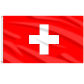 AhfuLife Switzerland Flag 5ft x 3ft for Party Decorations, 2Pcs Large Swiss Flag Double Side with Brass Eyelets for National Day Eurovision Women's Euro 2025 Football Garden Street Party Decorations