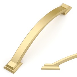 Amerdeco 10 Pack Brushed Gold Cabinet Pulls 5 Inch(128mm) Hole Centers, Handles for Kitchen Cabinet Hardware, Arch Cabinet Handles for Bathroom Dresser Drawer Handles ZH0016…