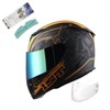 1STorm Motorcycle Full Face Helmet Skull King Matt Orange+ One