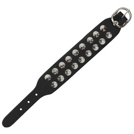 Freak Scene® ° ° Double Strand Leather Bracelet with Rivets Spike Studded Leather Bracelet 2 Rows Slim in 7 Colours Available - black