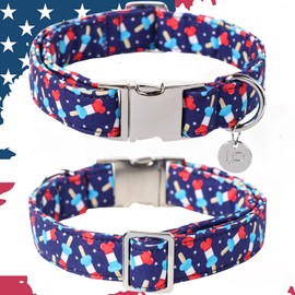 Dog Patriotic Collar, 4th of July, American Flag Dog Collar for Boy Girl Puppy, with Metal Buckle, M
