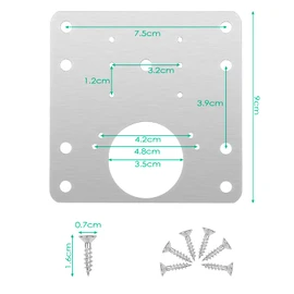 Fousenuk Pack of 10 Hinge Repair Plates, Stainless Steel Repair Kit 9 x 9 cm with Screws Repair Piece for Side Hinge Plate Cabinet Door Repair Plate, Cabinet Hinge Repair