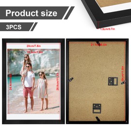3pcs A4 Picture Frame A4 Black Photo Frame 21 x 29.7cm Wood Frames Poster Frame Certificate Frame for Wall Mounting Landscape or Portrait Orientation