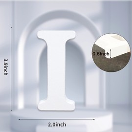 AOCEAN 4 Inch White Wood Letters Unfinished Wood Letters for Wall Decor Decorative Standing Letters Slices Sign Board Decoration for Craft Home Party Projects (I)