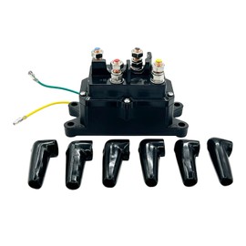 63070 ATV Winch Contactor Solenoid with 6 Protecting Caps Universal Winch Solenoid Relay Switch Fits UTV ATV