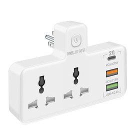 AceSoft 3 Prong Power Strip,High Security Travel External Desktop 3 Prong Plug with 3 Outlets Type C USB A Adapter Compatible with Gaming Studio