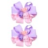 Flower Hair Bow Clips 3 Inch Handmade Kids Girls Cute Hairpins Grosgrain Ribbon Rose Hair Accessories for School Party Prom, Purple&Pink