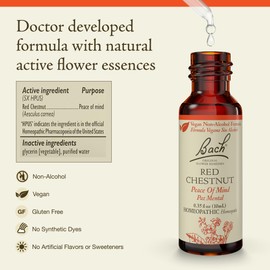 Bach Original Flower Remedies, Red Chestnut (Non-Alcohol Formula) - Peace of Mind - Natural Homeopathic Flower Essence for Emotional Balance - Vegan, Gluten Free, Sugar Free - 10mL Dropper