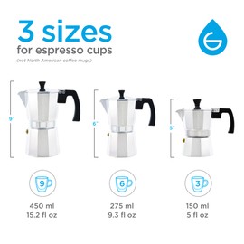 GROSCHE Milano Stovetop Espresso Maker Moka Pot 6 espresso Cup - 9.3 oz, Silver - Cuban Coffee Maker Stove top coffee maker Moka Italian espresso greca coffee maker brewer percolator