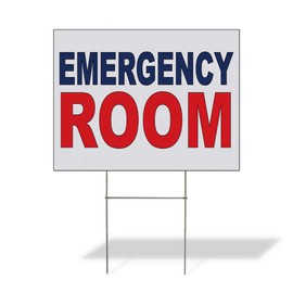 Fastasticdeals Weatherproof Yard Sign Emergency Room Blue Red Lawn Garden Urgent Care 18x12 Inches 2 Sides Print