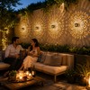 Solar Fence Light for Outdoor Walls – Datura Floral Metal