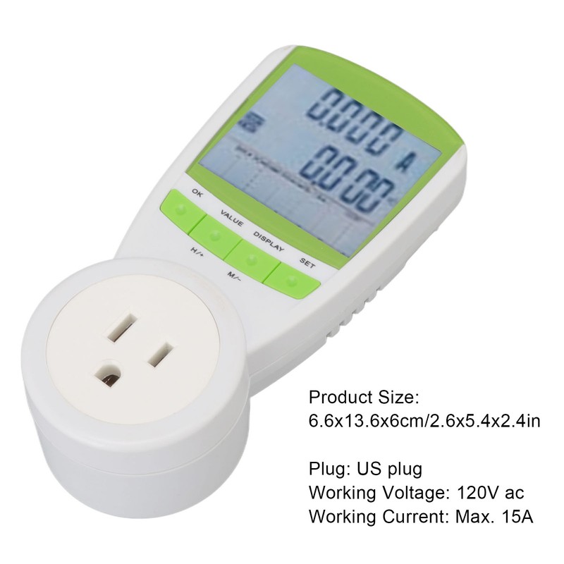 Watt Meter ABS 15A with Digital LCD Power Consumption Monitor