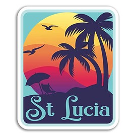 2 x 10cm St Lucia Vinyl Stickers - Sunset Travel Sticker Laptop Luggage #18484 (10cm Tall)