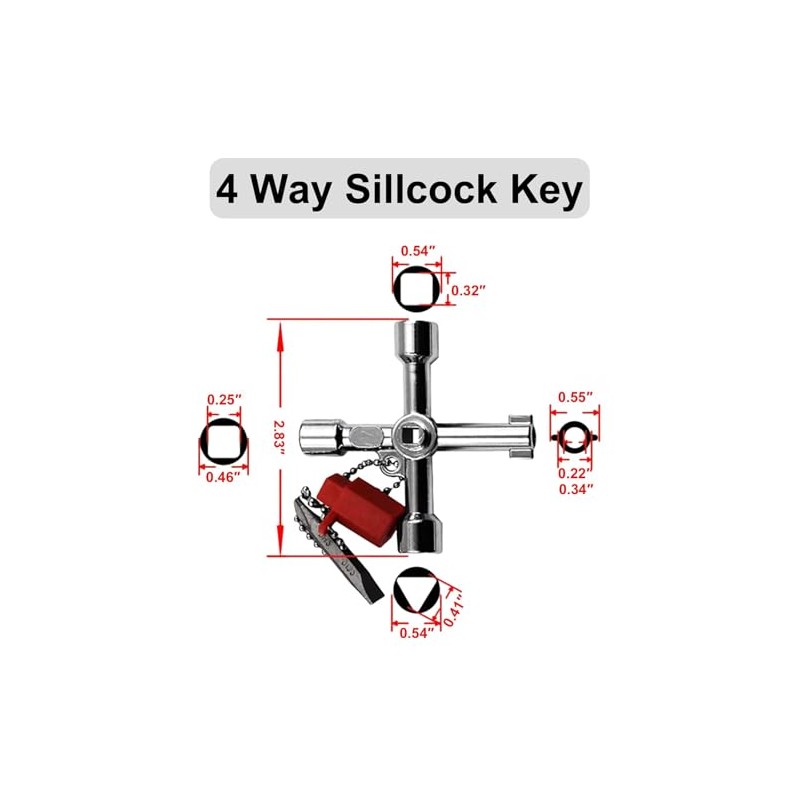 4 Way Sillcock Key Set, Equipped with Bits,Multi Functional Water