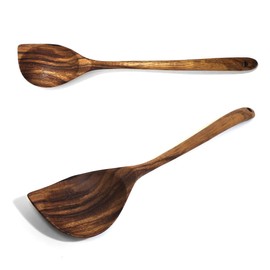 TREE FORK FSC-Certified Natural Weru Wood Kitchen Utensils for Cooking, Suitable for Non-stick Pans & Cookware, Sturdy Lightweight Heat Resistant, Smooth Finish Wooden Cooking Utensil - Salad Spoon