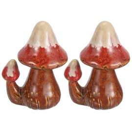 uxcell 2 Pcs Toilet Bolt Covers, Ceramics Toilet Bolt Caps Mushroom Decor Covers Cute Mushroom Toilet Screw Cover Caps for Decor Bathroom 3.15"x2.36"x4.41"(L*W*H), Red