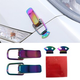 Kewucn 2 PCS Car Bumper Clip Hasp, Durable Carbon Fiber Auto Bumper Security Hook Lock Clips, Universal Quick Release Front Rear Bumper Trunk Fender Fasteners Clip Kits (Colorful, S)