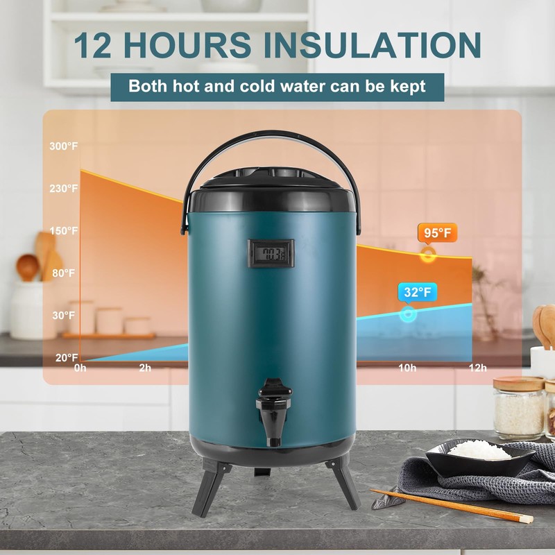 VorChef Hot Beverage Dispenser, Stainless Steel Insulated Beverage Dispenser Cold