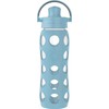 Lifefactory 22-Ounce Active Flip Cap Glass Water Bottle, 22oz, Denim