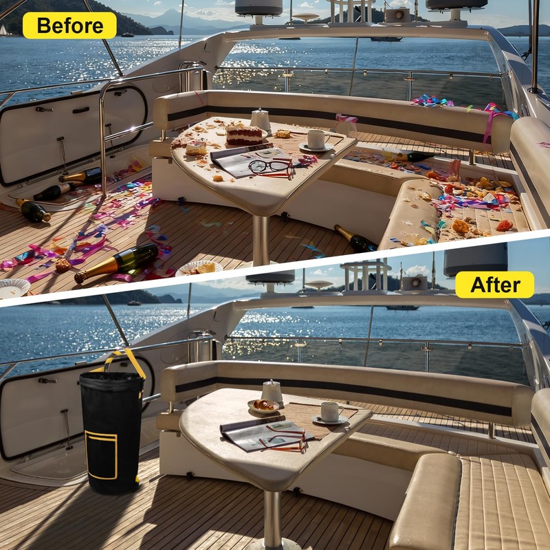 Bjabtan Portable Boat Trash Can, Odor-Proof & Leak-Proof Boat Garbage