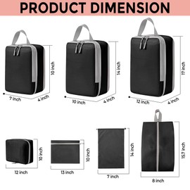 UniPro GOODS- Travel Bag Luggage Organizers 8 piece set- Compression Packing Cubes for Suitcases, Drawstring Pouch and Shoe Bag, Travel Accessories, More Lightweight and Durable