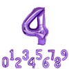 Purple Birthday Number Balloons, 1 pcs, Purple Murasaki Number Balloons, 4 Happy Birthday Balloons, 4th Birthday Balloons, Number Balloons, 32 inches, Approximately 31.5 inches (80 cm), Aluminum