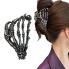 Gothic Skeleton Hand Hair Claw, Gunmetal Skull Design Hair Clip,
