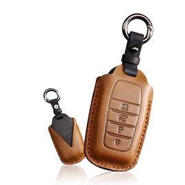 ontto Key case fit for Toyota Land Cruiser 4Runner Rav4 4 Buttons Smart Key Fob Cover Keyring Leather Key Shell Keychain Key Holder Protector Accessories Brown