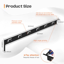 Stove Gap Covers, 25.6" Long & 0.4" Wide Stove Counter Side Gap Guards, Oven Gap Filler with Aluminum, Heat Resistant and Easy to Clean, Range Trim Kit, Left and Right 2 PCS(Black)