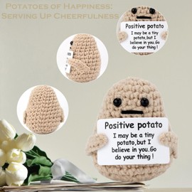 JoyChoi Positive Potato & Sunflower Pot Crochet Dolls - Funny Gifts for Women, for Home or Office Decorations