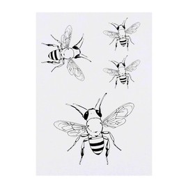 4 x 'Honey Bee' Temporary Tattoos - Water Resistant, Skin-Safe, Non-Toxic Transfers, Mixed Sizes (TO00074530)