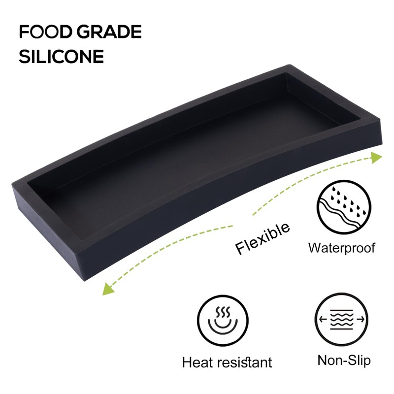 Small Silicone Bathroom Vanity Tray Rectangle Soap and Sponge Holder