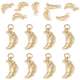 Pandahall 8Pcs Croissant Charms 18K Real Gold Plated Brass 3D Cute Imitation Croissant Bread Pendants Metal French Bread Dangle Charms for DIY Craft Necklace Earrings Keychains Jewelry Making