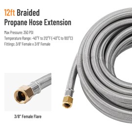 SPARKWHIZ 12FT Propane Regulator Hose with Gauge, POL LP Tank Service Valve to QCC1//Type1 Hose Regulator for 20lb Tank with Elbow Adaptor Fit for LP Gas Grill, Camping Stove, Heater, Fire Pit