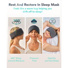 Sleep Mask,Eye Mask Wrap-Around Design, Light Shading, Breathable Fabric, Adjustable, Lightweight, Sturdy Stitching…