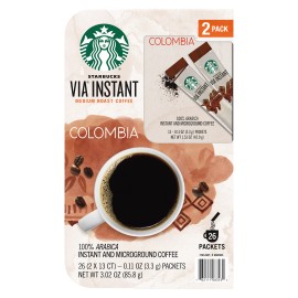 Starbucks via Instant Colombia Coffee, Medium Roast, 26-Count