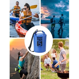 YDYJKI Floating Waterproof Dry Bag for Travel 5L/10L/20L/30L, Roll Top Sack Keeps Gear Dry for Kayaking, Rafting, Boating, Swimming, Camping, Hiking, Beach, Fishing (Sapphire Blue, 5L)