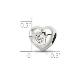 JewelryWeb 11.82mm 925 Sterling Silver Polished Reflections Crystals Love Resides Heart Bead-Bead Charm Pendant Necklace for Women