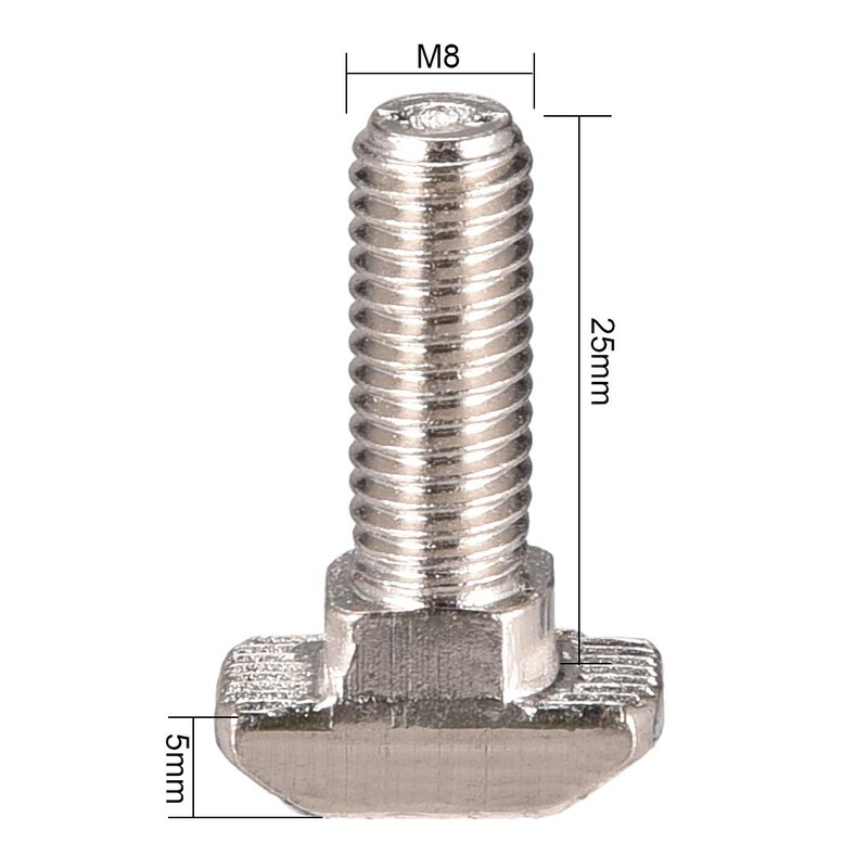 sourcing map M8x25mm T-Slot Drop-In Stud Sliding Screw Bolt Carbon
