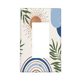 Lhdlnn Boho Mid Century Abstract Sun Light Switch Cover Plate Decorative 1 Gang Modern Wall Plate Single Rocker Switchpalte Electrical Faceplate for Home Bedroom Bathroom 4.5" x 2.76"