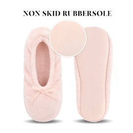 Keyela Women's Memory Foam House Fluffy Ballerina Slippers Ballet Shoes Fuzzy Cute Faux Fur Closed Toe Slip On Indoor Slippers