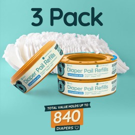 Reli. Diaper Pail Refill Bags, Compatible with Munchkin Step, Pail (3 Pack) | Pail Refills w/Lavender Scent | Odor Blocking, Strong, Easy Replacement | Holds up to 840 Diapers