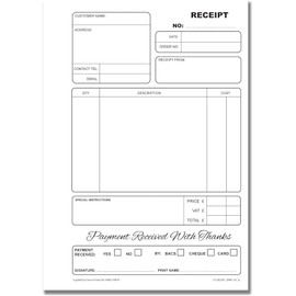Cherry Carbonless NCR Receipt Book Duplicate 2pt A5 (148 x 210 millimetres) S+L Perfect for Small Businesses **4 Pack**