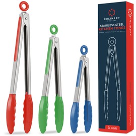 Kitchen Tongs for Cooking with Silicone Tips, Heat Resistant Tongs for Serving Food, 7-Inch, 9-Inch, 12-Inch Locking Silicone Tong, Set of 3 Salad Tong, Mulitcolor Kitchen Utensils