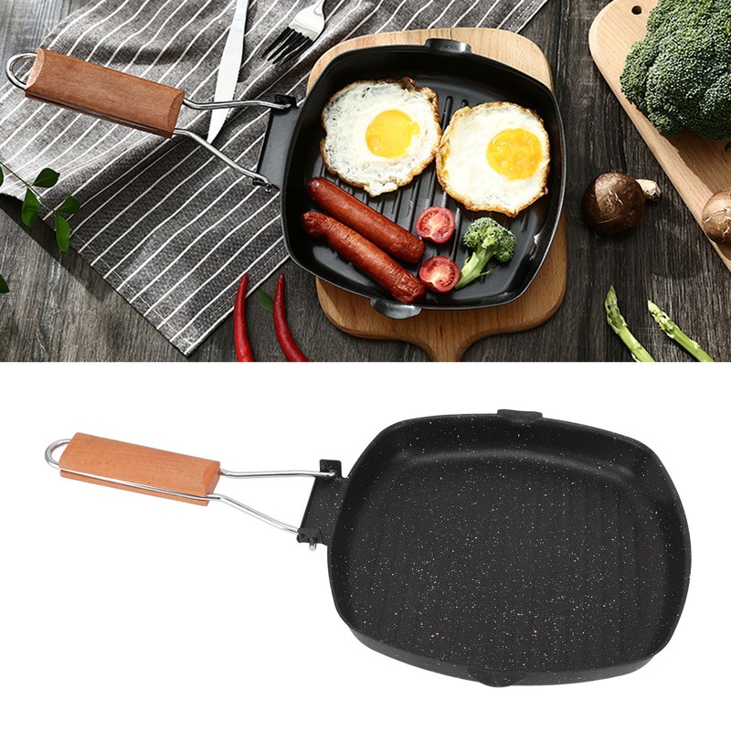Frying Pan Outdoor Household Folding Beech Handle Energy Saving Non
