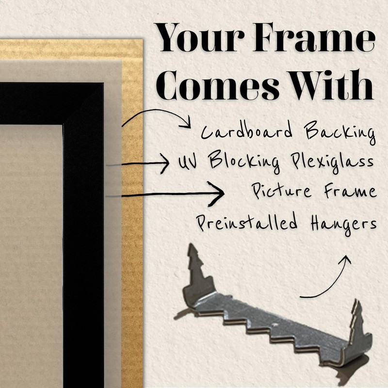 US Art 7x32 Black Picture Frame .75" Inch Wide -